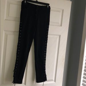 Black Side Lace Up Pants